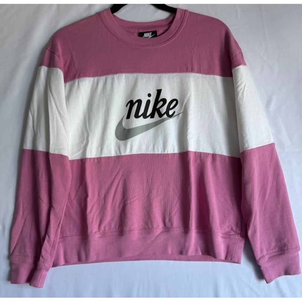 Nike Sweashirt Women Medium Multicolor Crew Neck Long Sleeve 100%Cotton Pullover